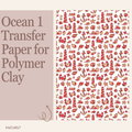 Ocean 1 Transfer Paper for Polymer Clay 150x100mm | Coastal Clay Transfer | IrisCrafts7