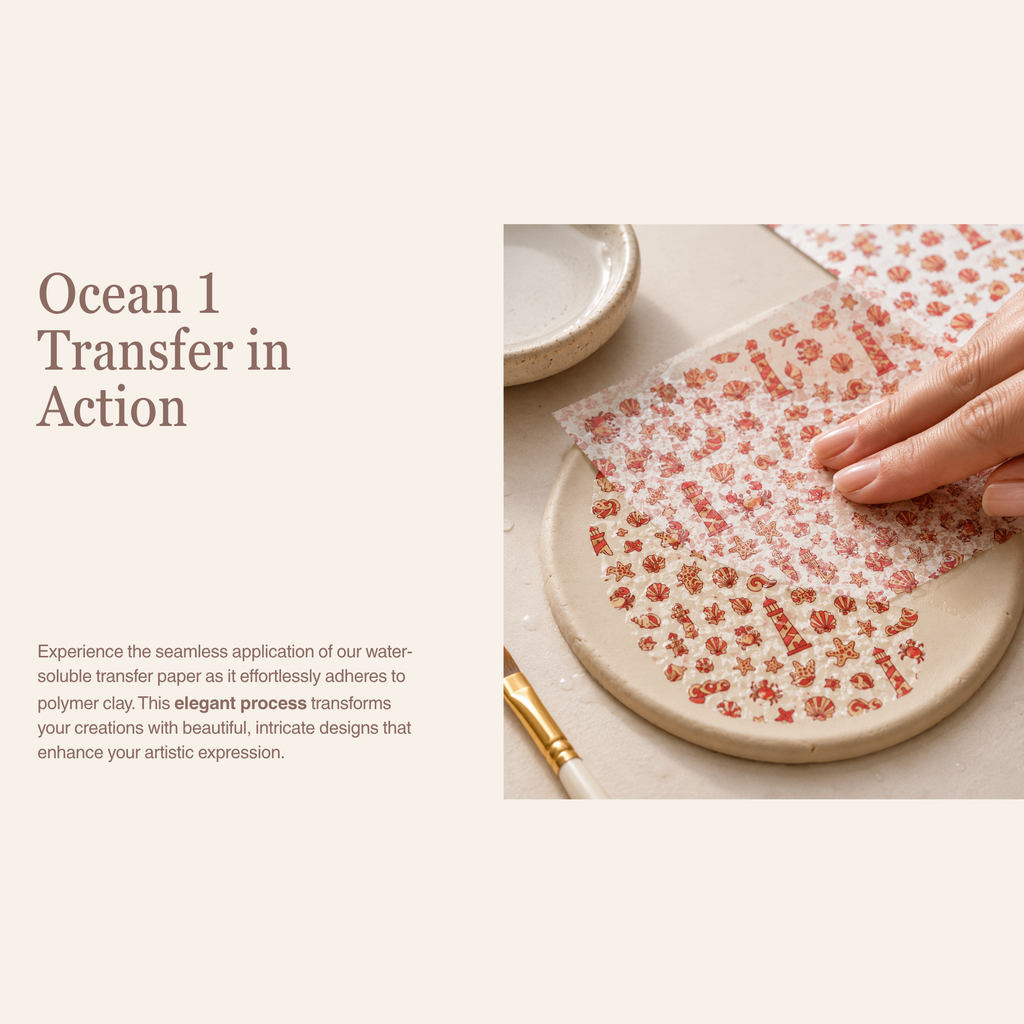 Ocean 1 Transfer Paper for Polymer Clay 150x100mm | Coastal Clay Transfer | IrisCrafts7