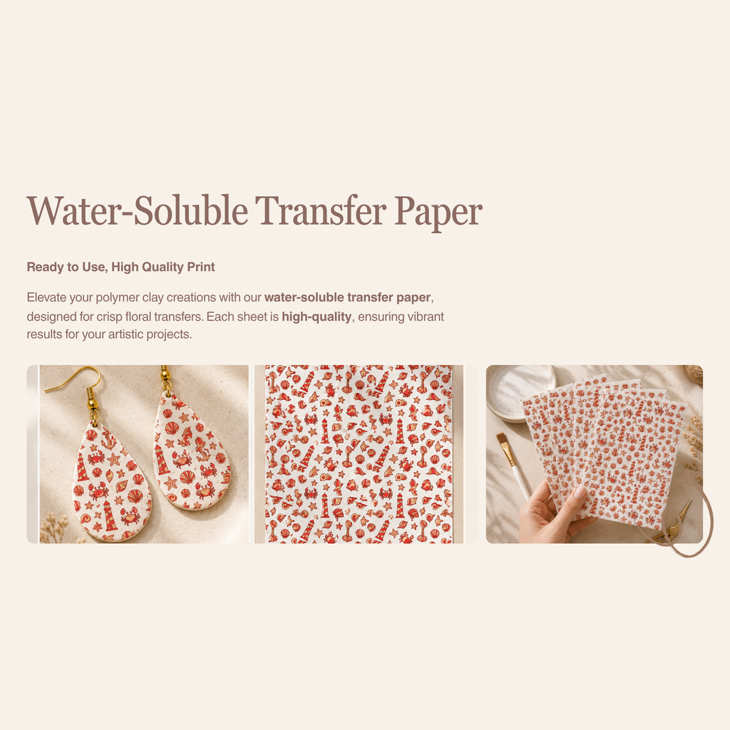 Ocean 1 Transfer Paper for Polymer Clay 150x100mm | Coastal Clay Transfer | IrisCrafts7