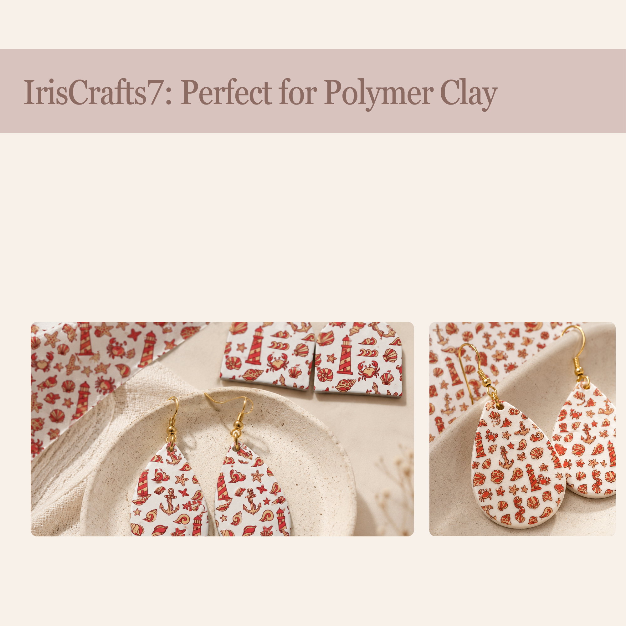 Ocean 1 Transfer Paper for Polymer Clay 150x100mm | Coastal Clay Transfer | IrisCrafts7