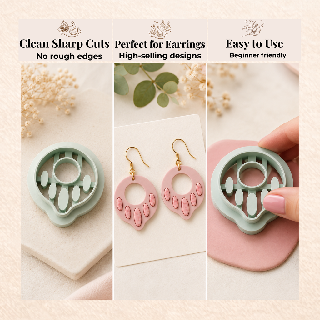 Ocean Drop Shape with Gemstone Polymer Clay Cutter Set | 25–45mm | Teardrop Gemstone Clay Cutter | Earring Jewellery Making Tool