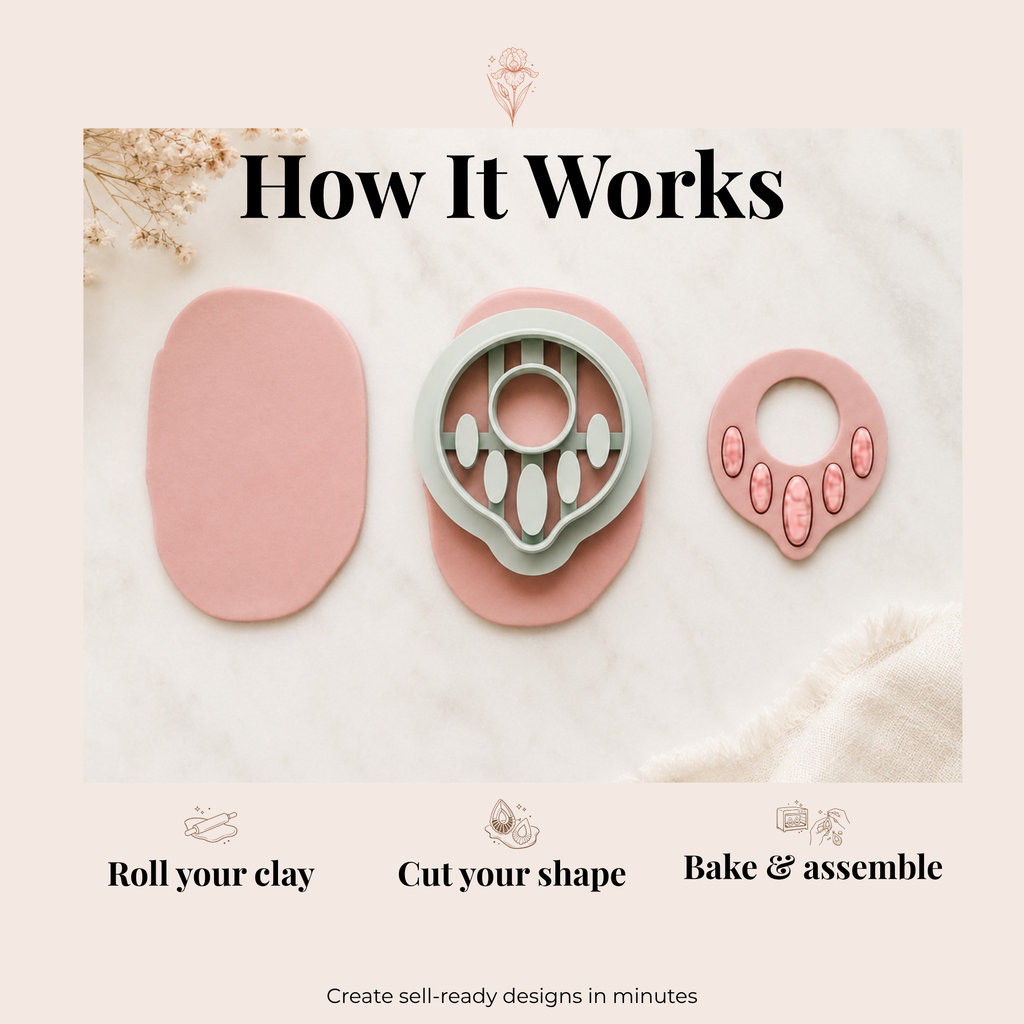 Ocean Drop Shape with Gemstone Polymer Clay Cutter Set | 25–45mm | Teardrop Gemstone Clay Cutter | Earring Jewellery Making Tool