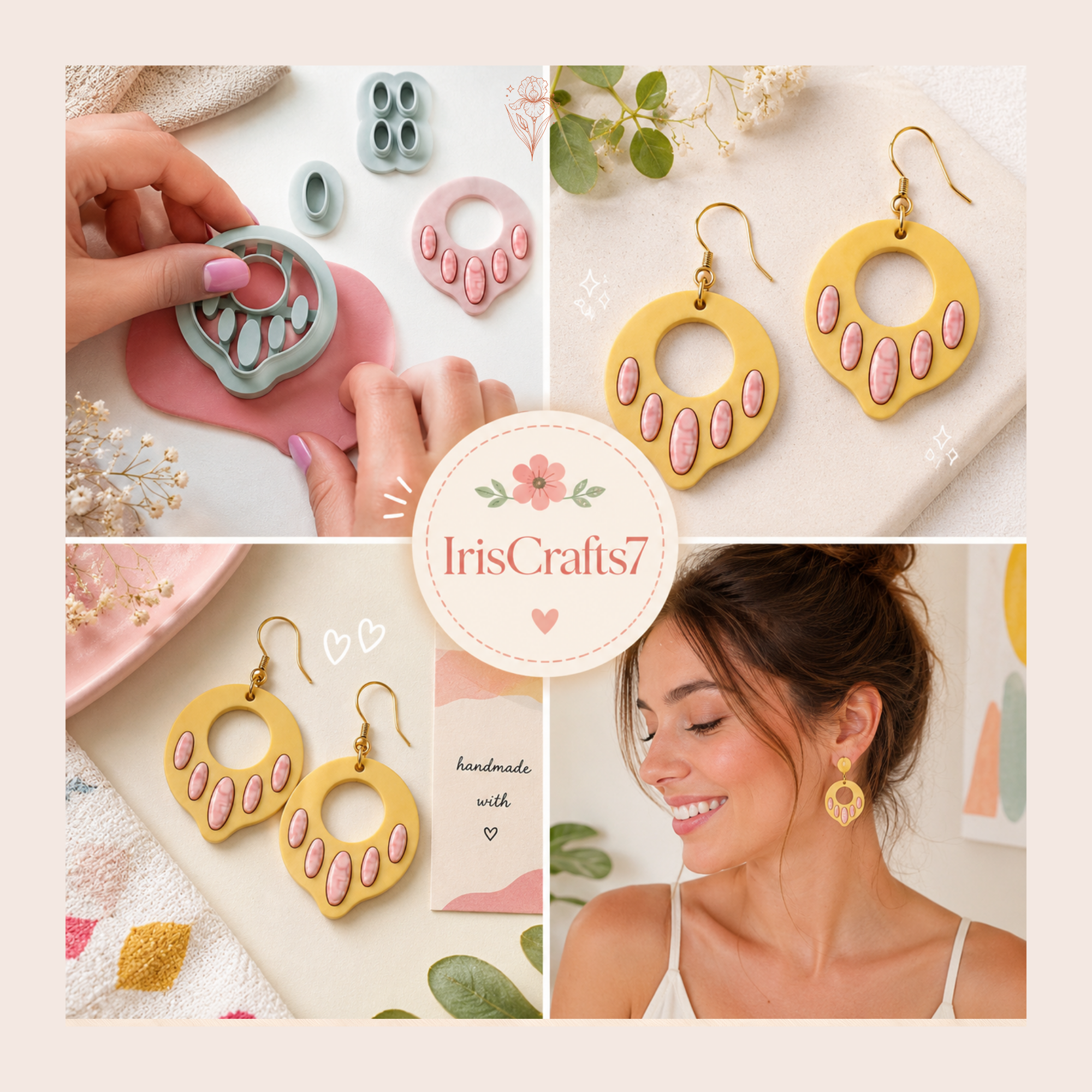 Ocean Drop Shape with Gemstone Polymer Clay Cutter Set | 25–45mm | Teardrop Gemstone Clay Cutter | Earring Jewellery Making Tool