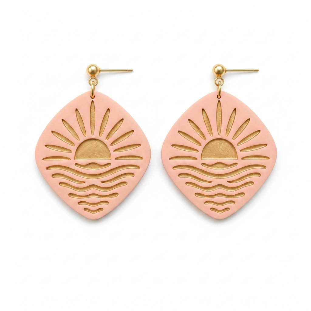 Ocean Sunset Polymer Clay Cutter | 25–45mm Summer Earring Cutter | IrisCrafts7