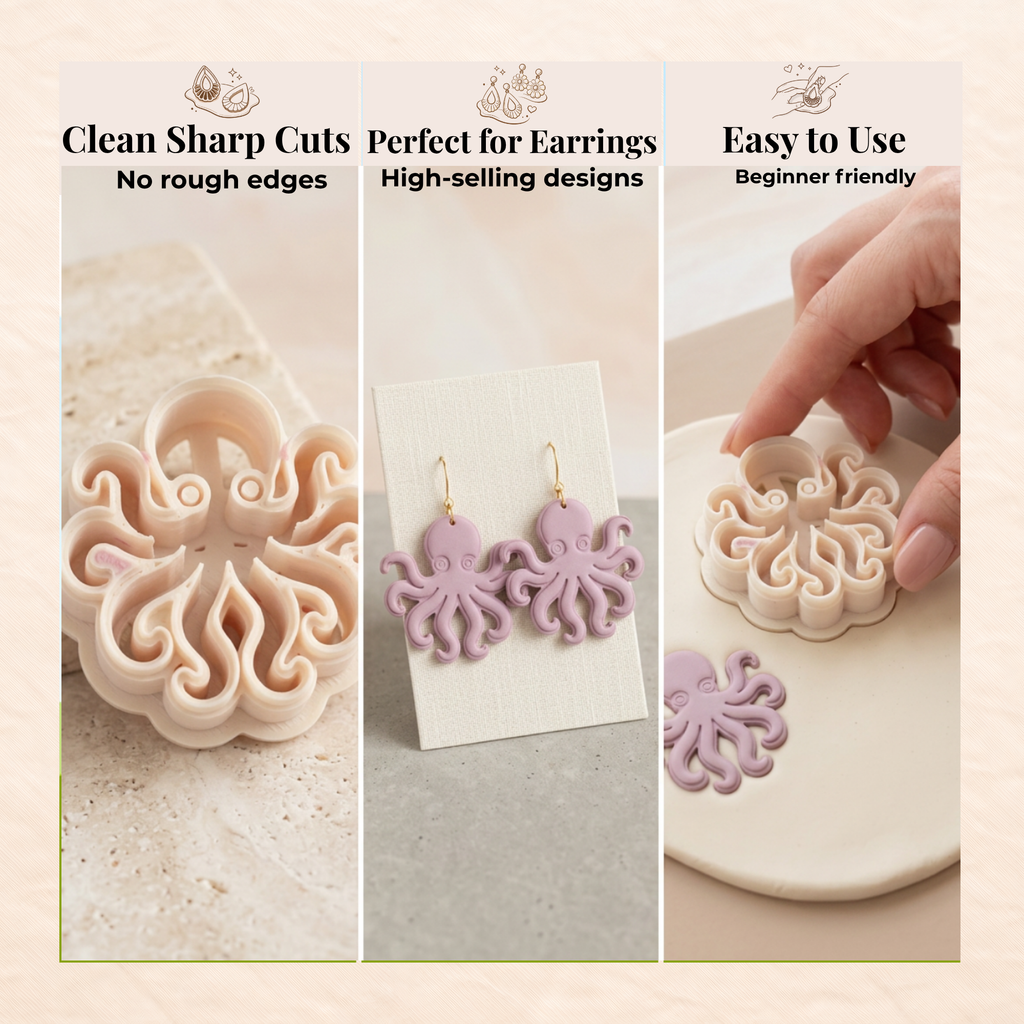 Octopus 2 Polymer Clay Cutter 35-55mm | Ocean Jewellery Making | IrisCrafts7