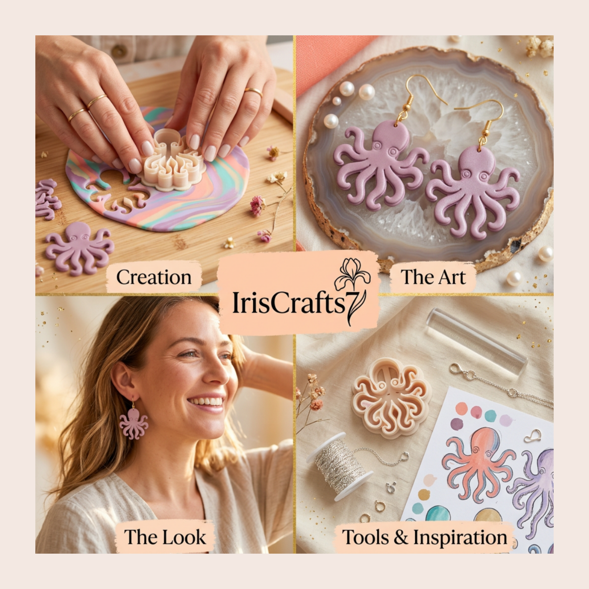 Octopus 2 Polymer Clay Cutter 35-55mm | Ocean Jewellery Making | IrisCrafts7