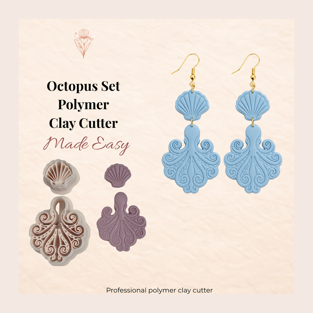 Octopus Set Polymer Clay Cutter 35-55mm | Ocean Jewellery Making | IrisCrafts7