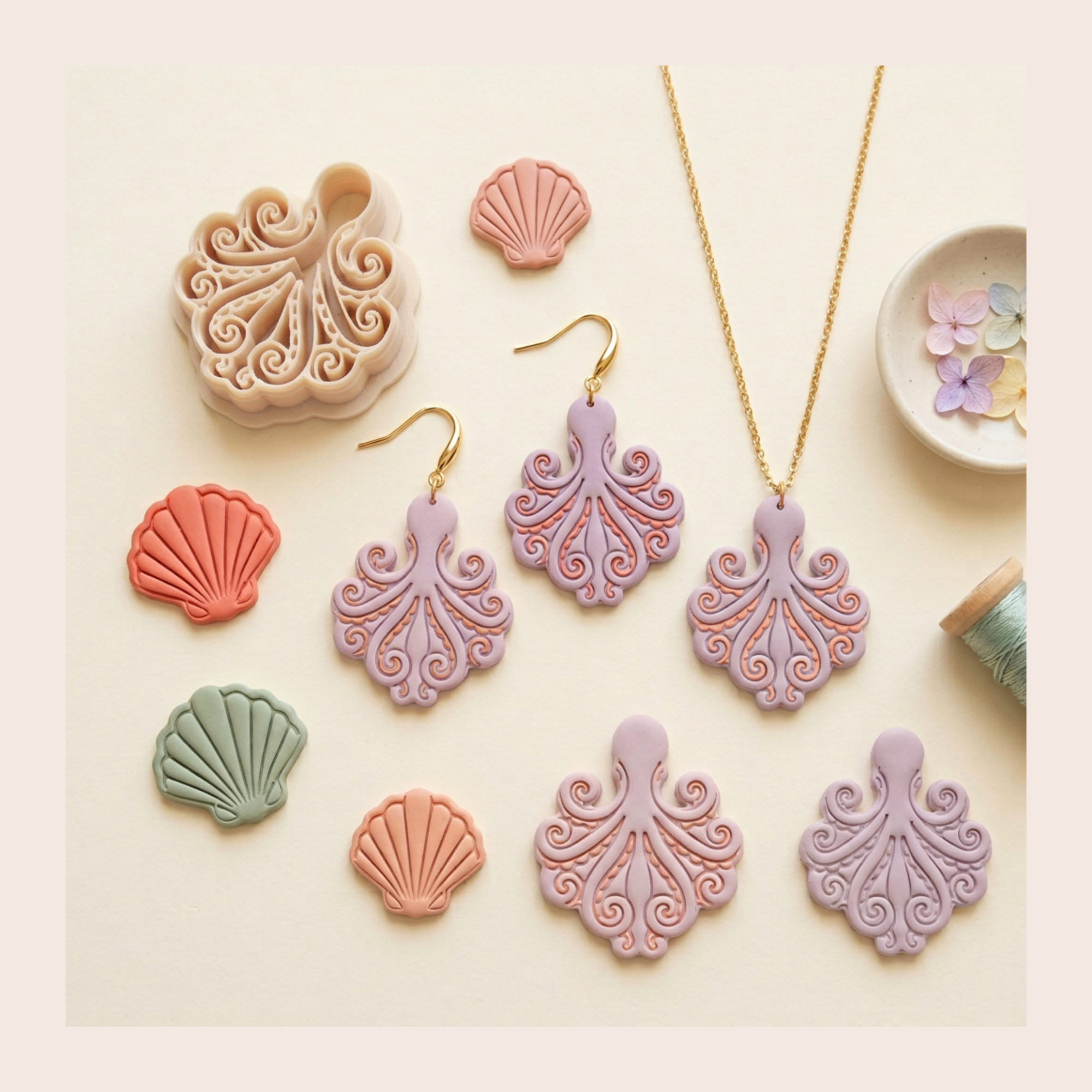 Octopus Set Polymer Clay Cutter 35-55mm | Ocean Jewellery Making | IrisCrafts7