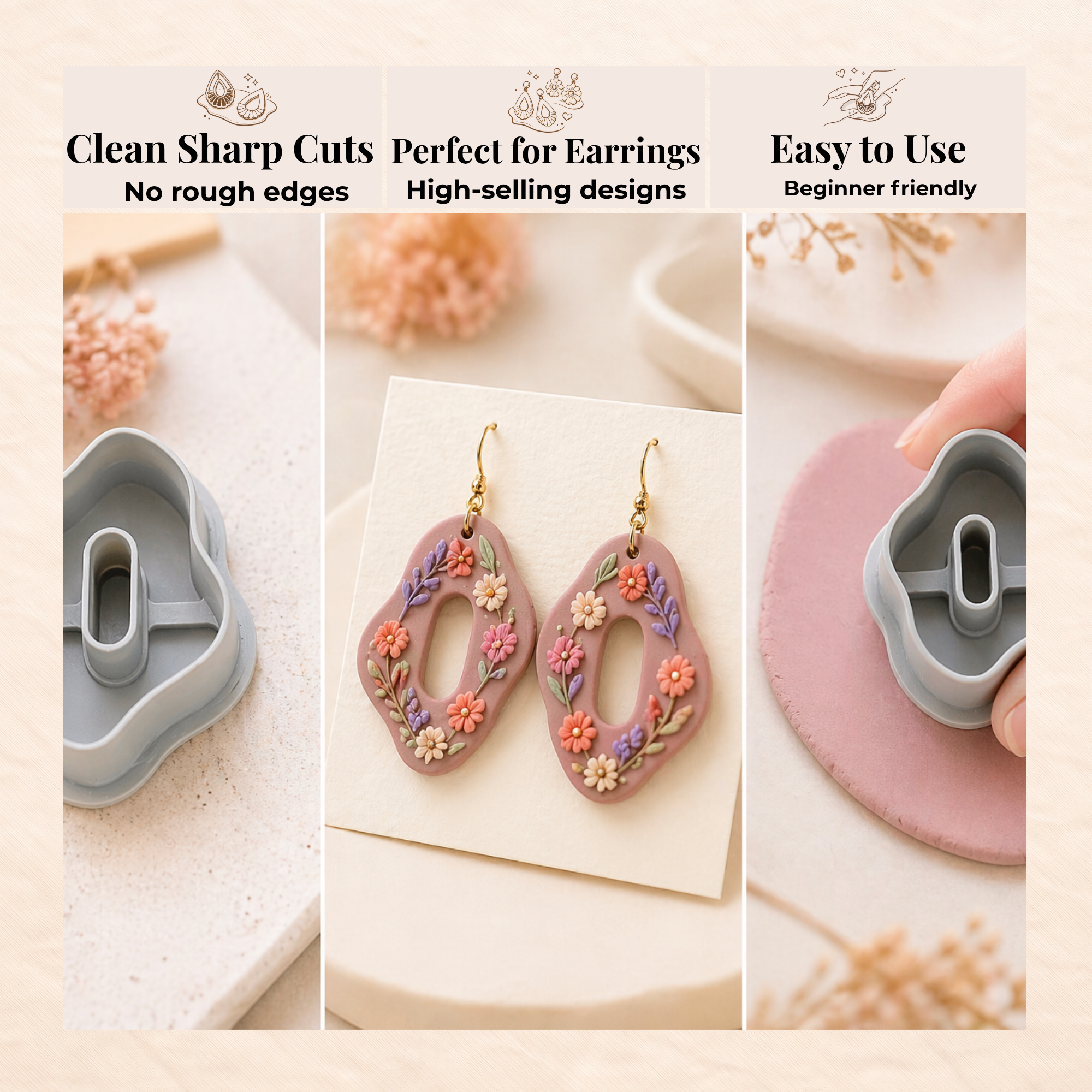 Organic 2 Polymer Clay Cutter | Abstract Earring Cutter | IrisCrafts7