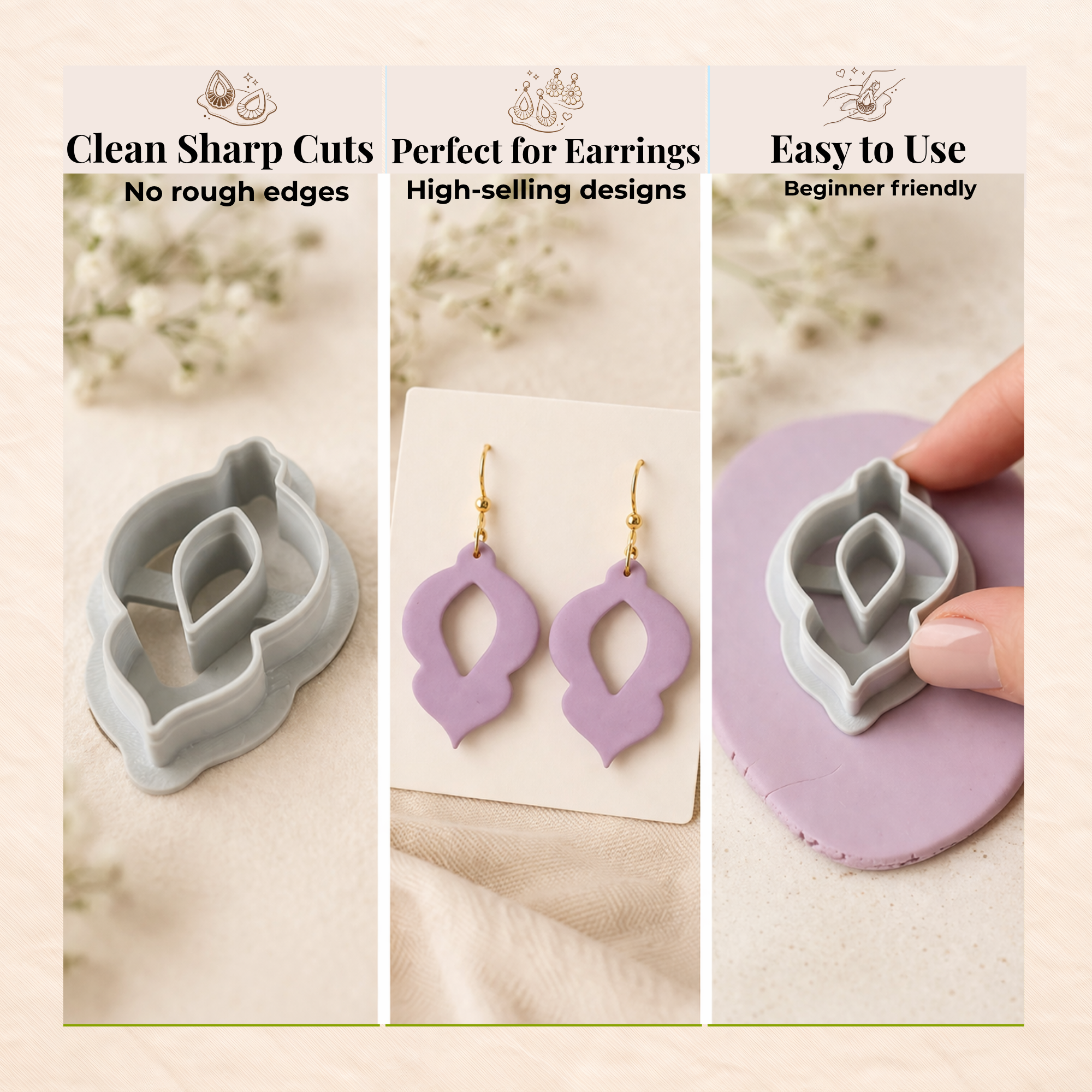 Ornament 6 Polymer Clay Cutter 30 35 40 45mm | Jewellery Making | IrisCrafts7