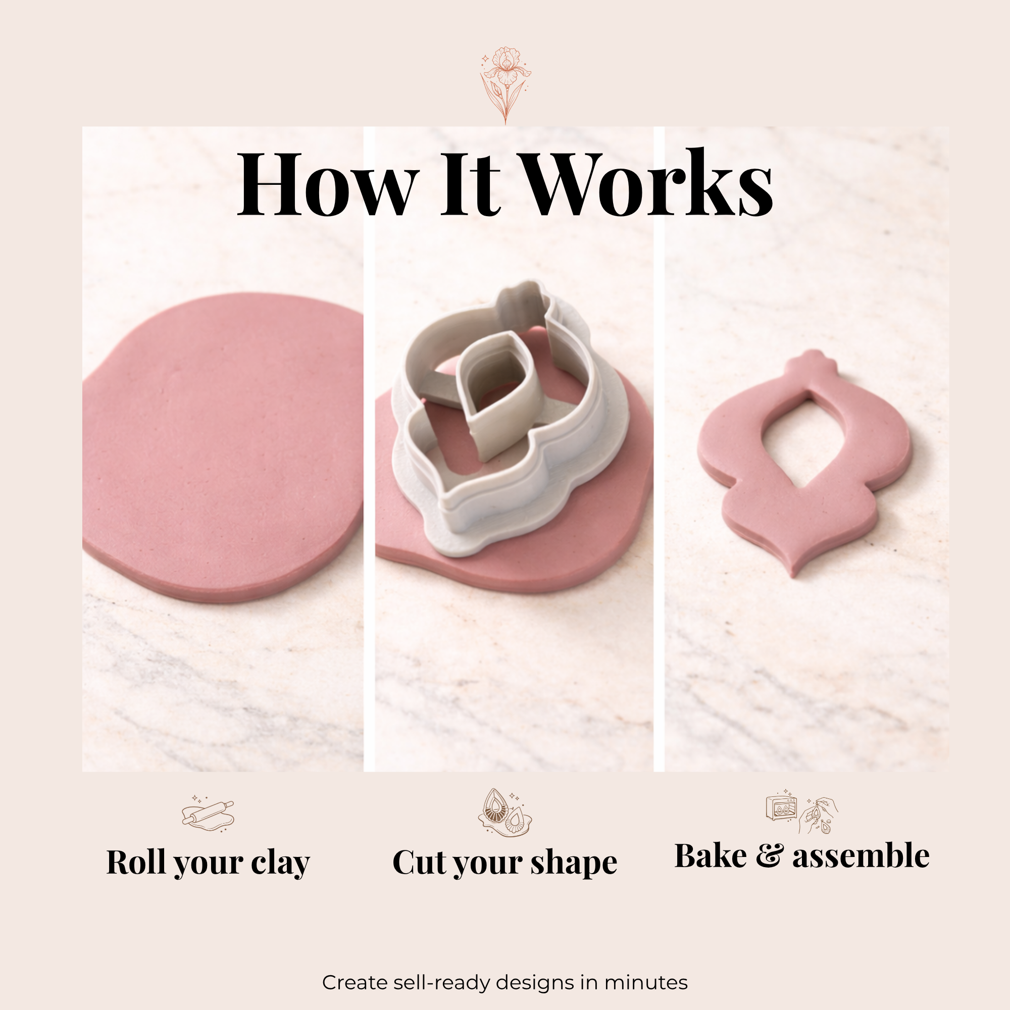 Ornament 6 Polymer Clay Cutter 30 35 40 45mm | Jewellery Making | IrisCrafts7