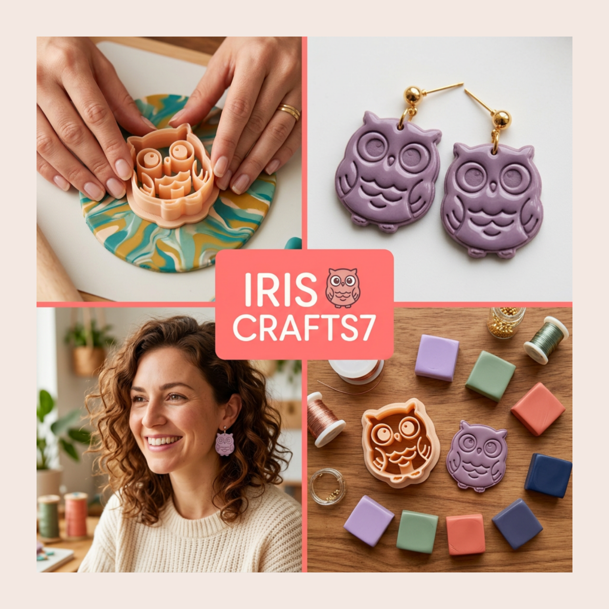 Owl 13 Polymer Clay Cutter | Bird Shape Clay Tool Jewellery Making | IrisCrafts7