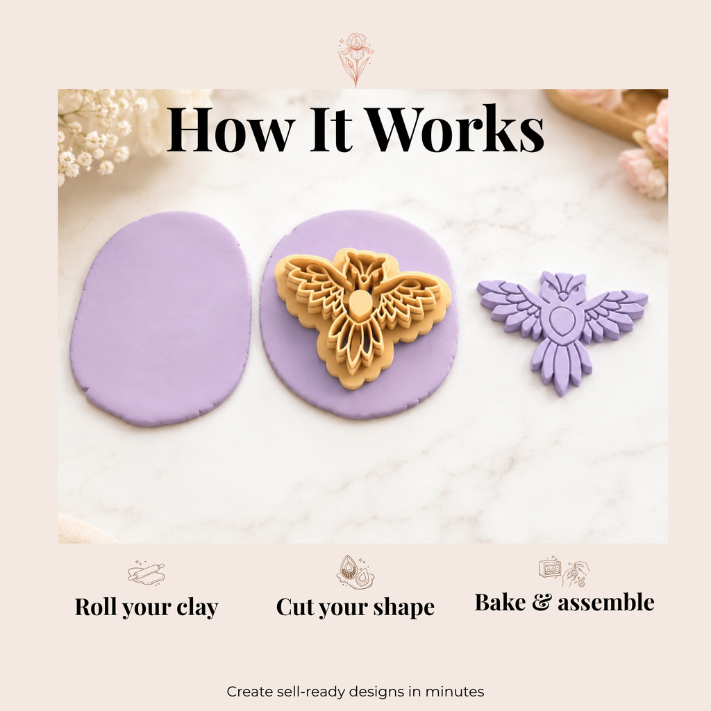 Owl with Precious Stone Polymer Clay Cutter | 30–50mm | Owl Shape Clay Cutter | Earring Jewellery Making Tool