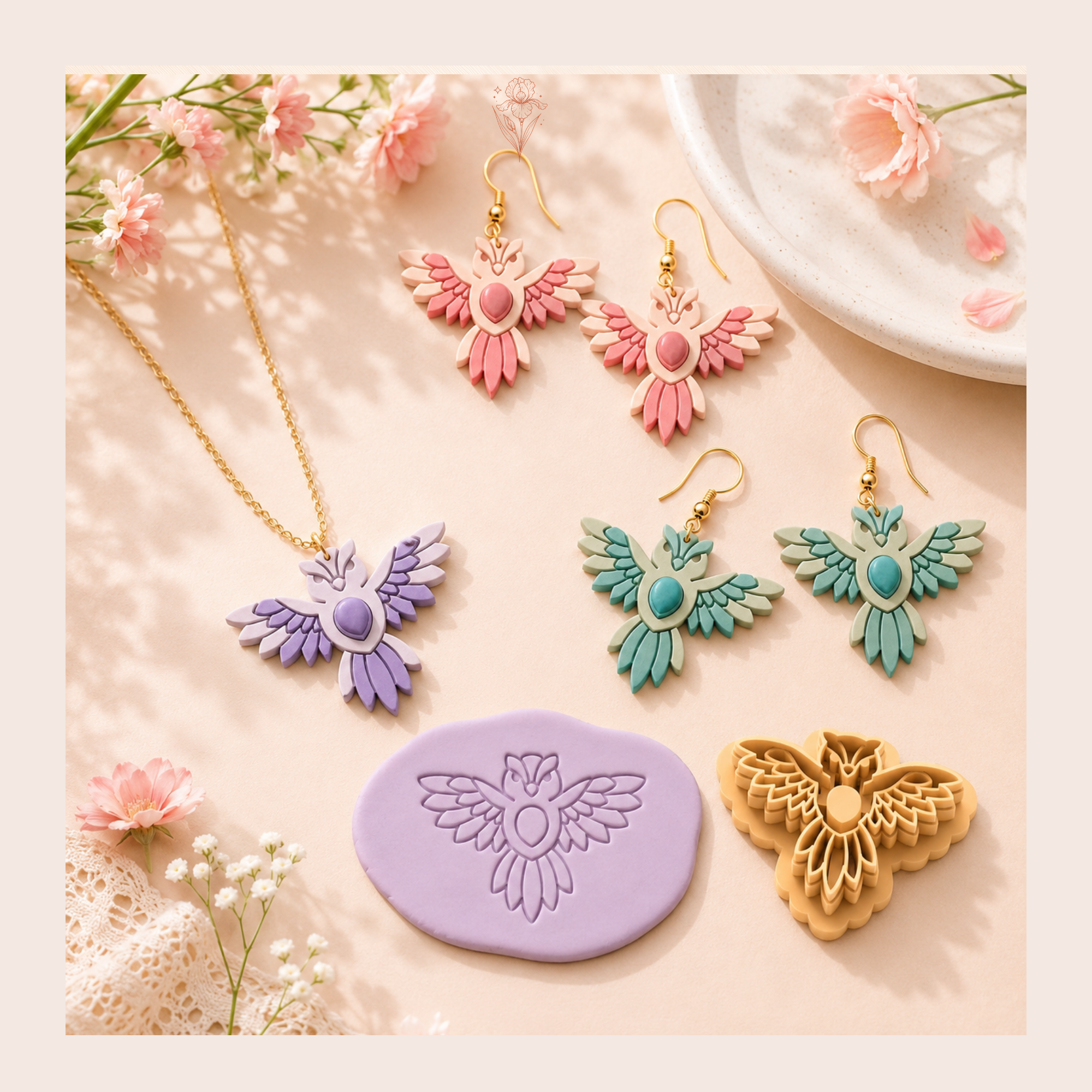 Owl with Precious Stone Polymer Clay Cutter | 30–50mm | Owl Shape Clay Cutter | Earring Jewellery Making Tool