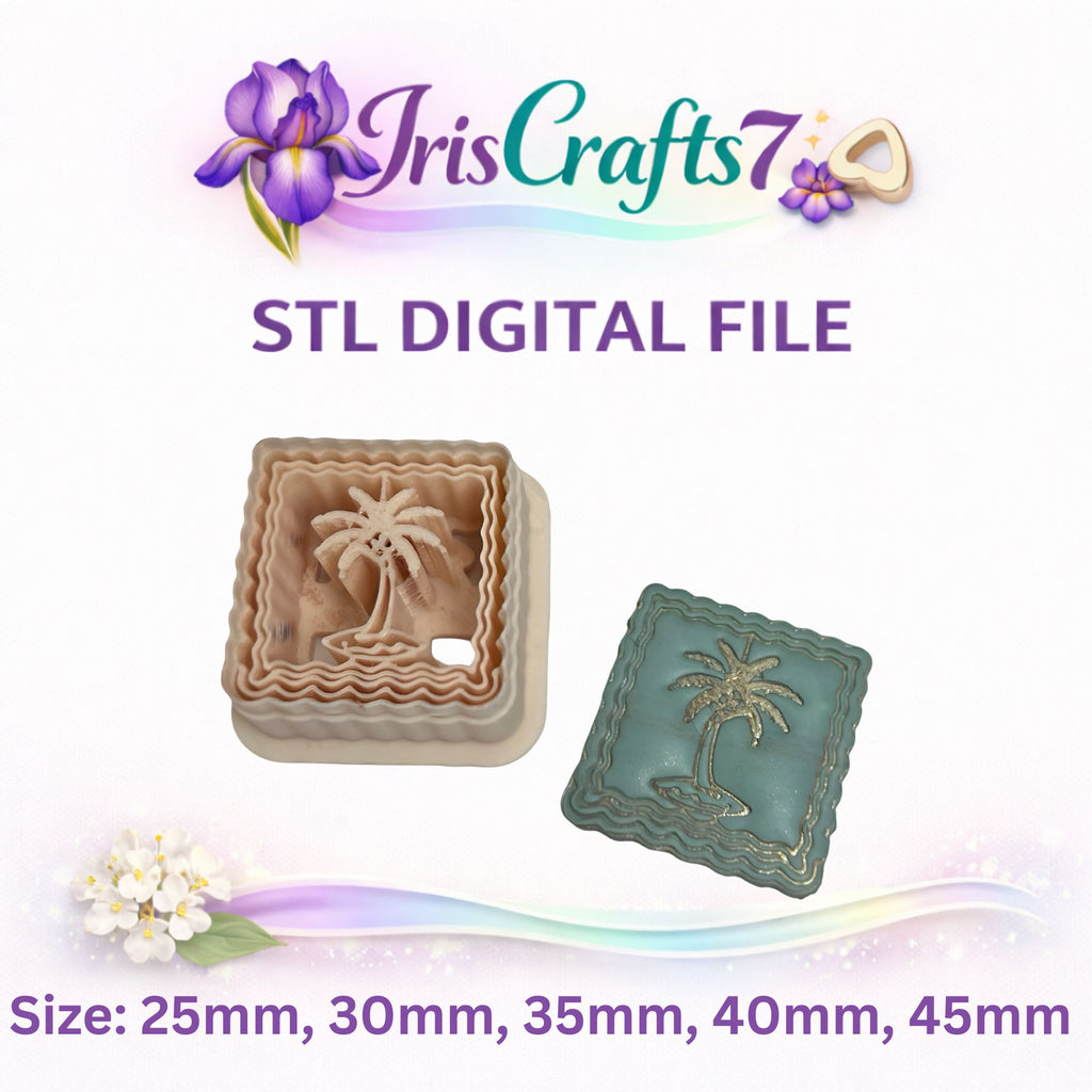 Palm Frame Stamp Polymer Clay Cutter STL – Tropical Frame 3D Print File