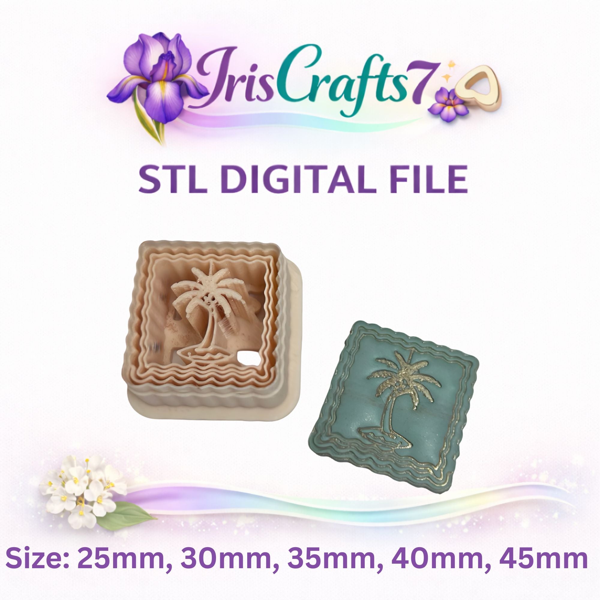 Palm Frame Stamp Polymer Clay Cutter STL – Tropical Frame 3D Print File