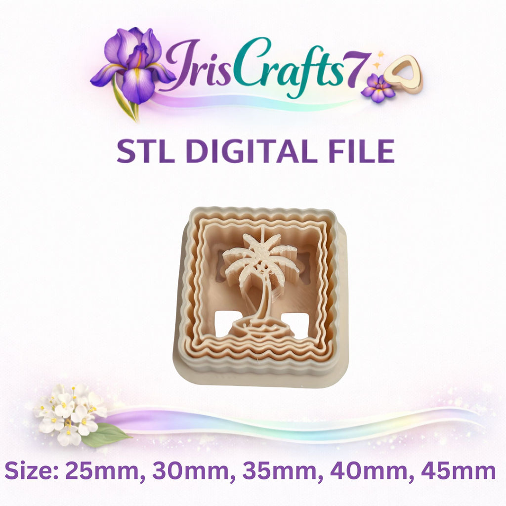 Palm Frame Stamp Polymer Clay Cutter STL – Tropical Frame 3D Print File