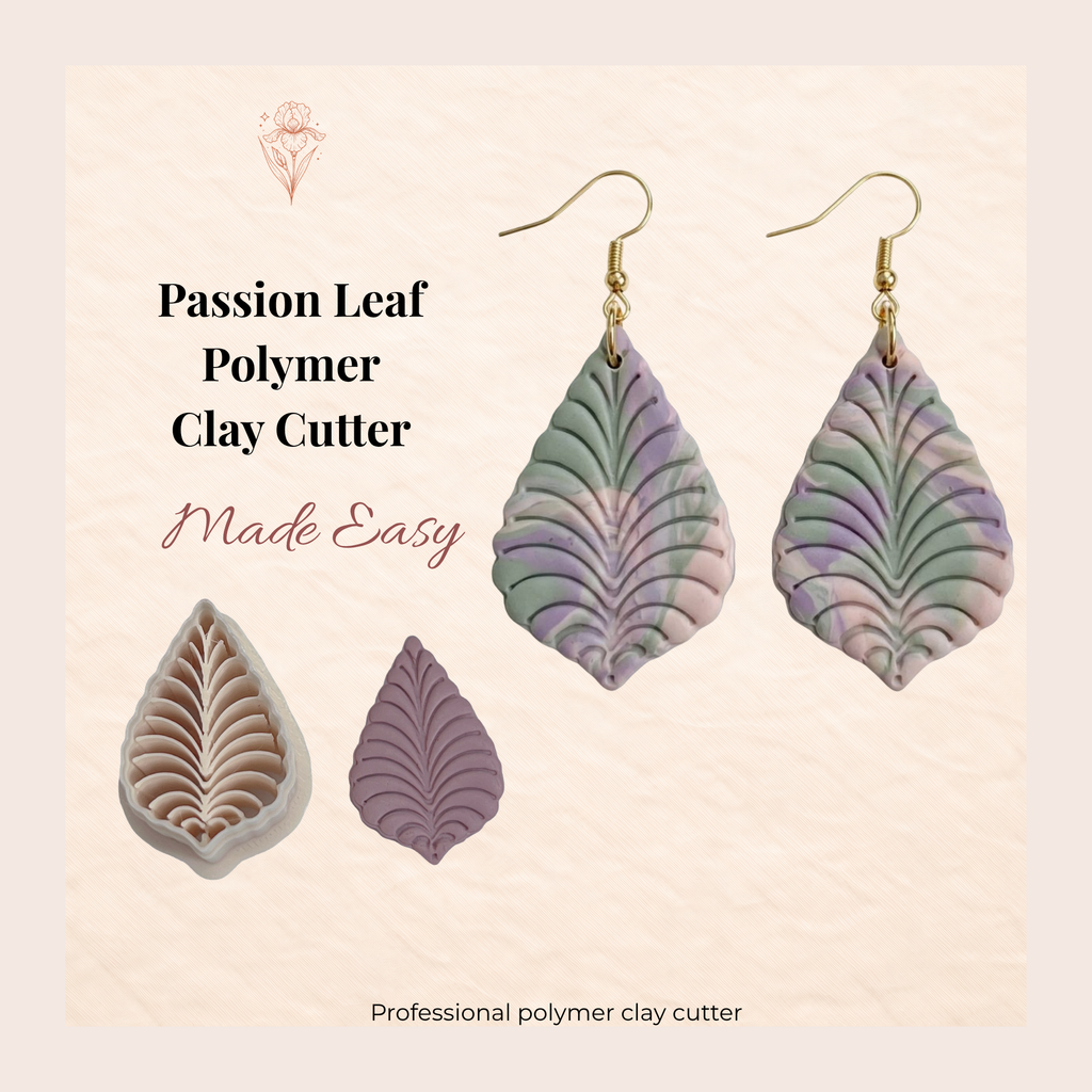 Passion Leaf Polymer Clay Cutter 30-50mm | Botanical Jewellery | IrisCrafts7