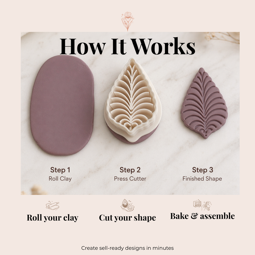 Passion Leaf Polymer Clay Cutter 30-50mm | Botanical Jewellery | IrisCrafts7
