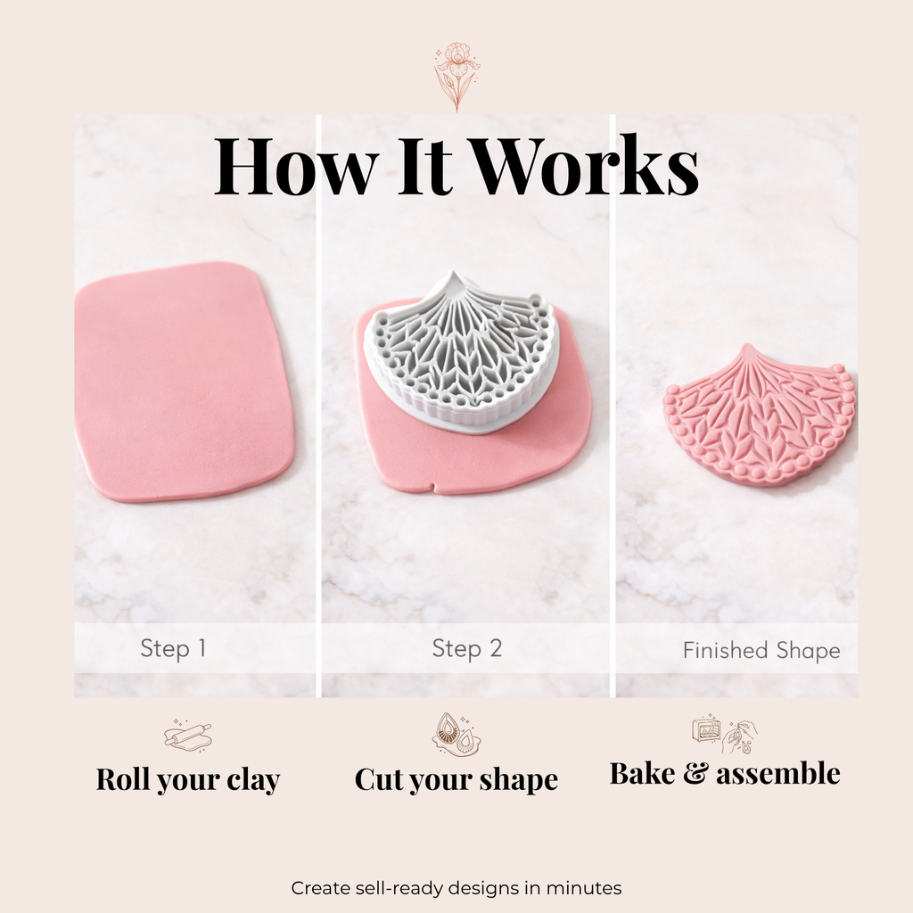 Peacock Fan Polymer Clay Cutter | 3D Printed Boho Clay Earring Cutter | Fan Shape Cutter for Clay Jewellery Making | Clay Earring Tool