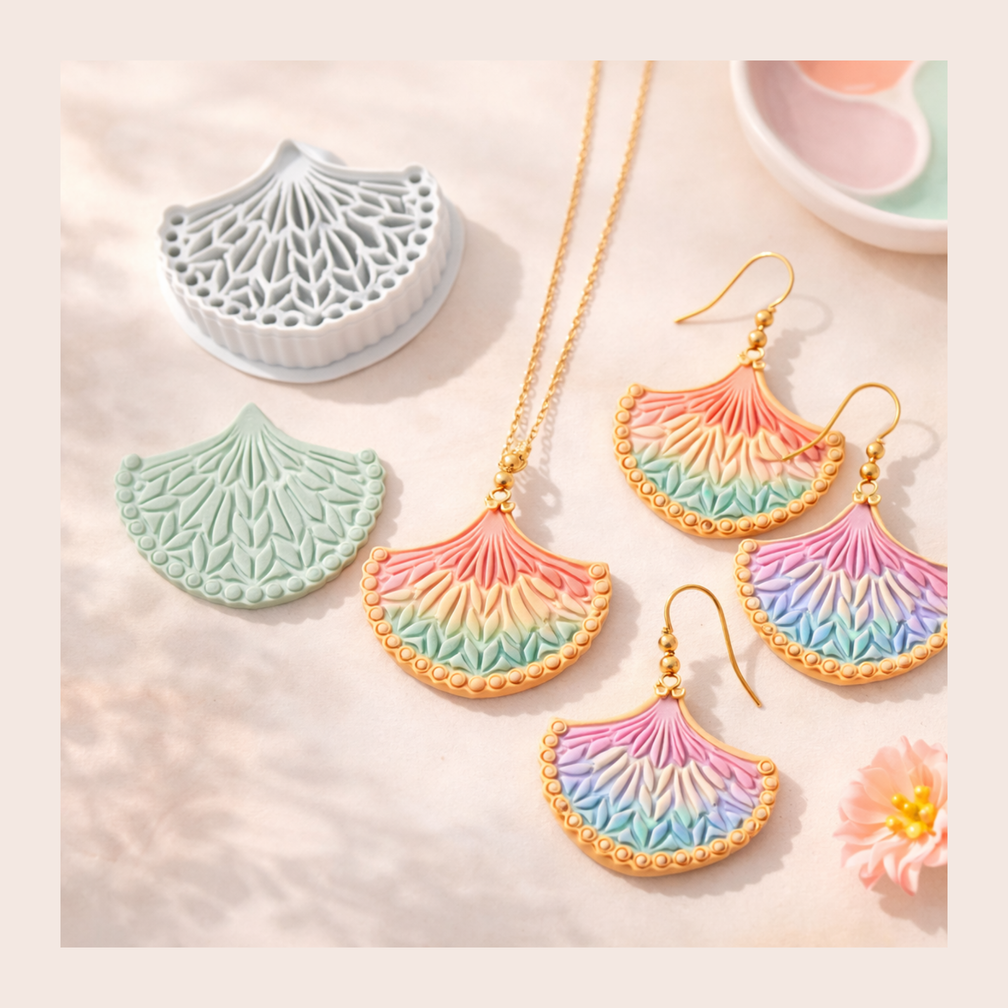 Peacock Fan Polymer Clay Cutter | 3D Printed Boho Clay Earring Cutter | Fan Shape Cutter for Clay Jewellery Making | Clay Earring Tool
