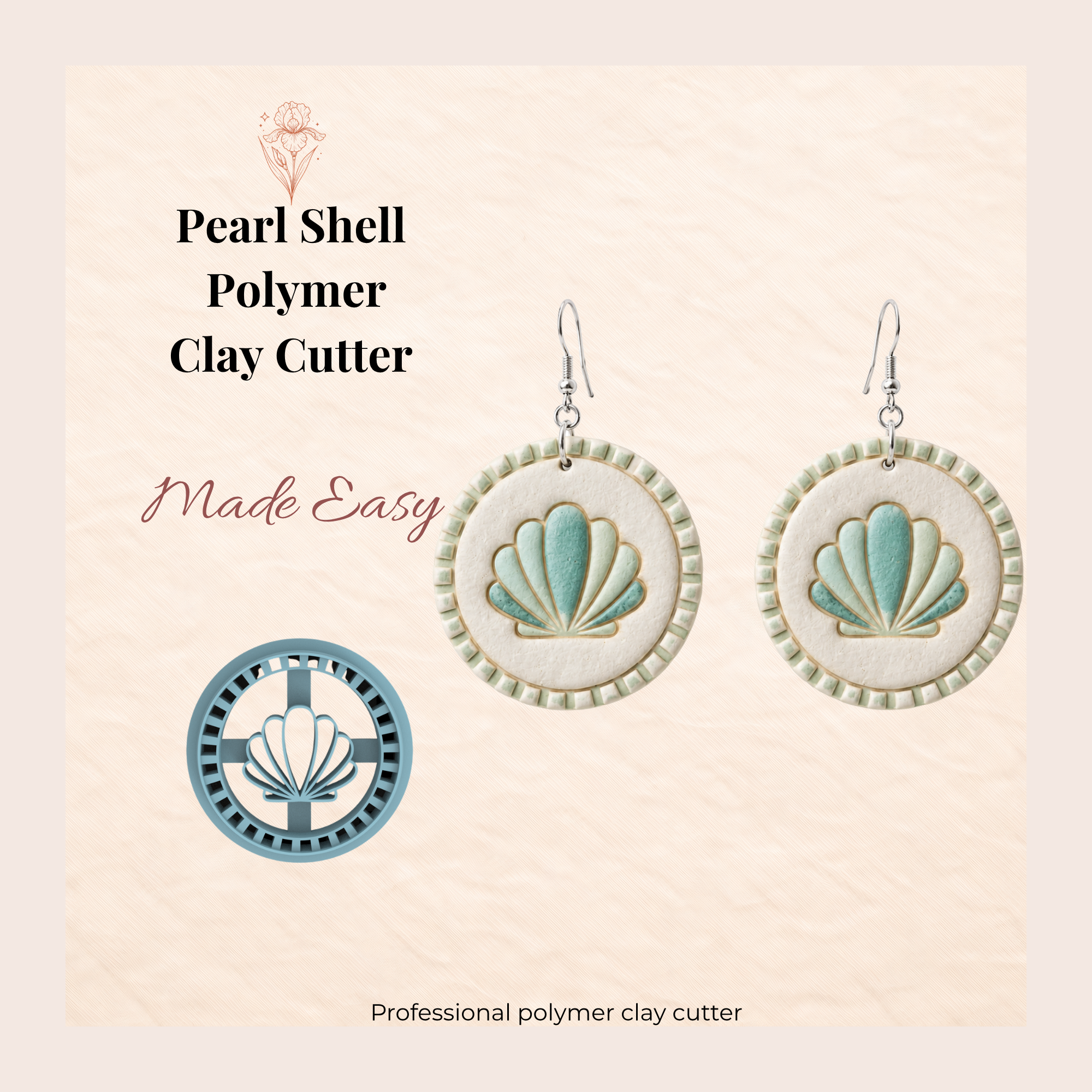 Pearl Shell Polymer Clay Cutter | 20–40mm | Pearl Shell Shape Clay Cutter | Earring Jewellery Making Tool