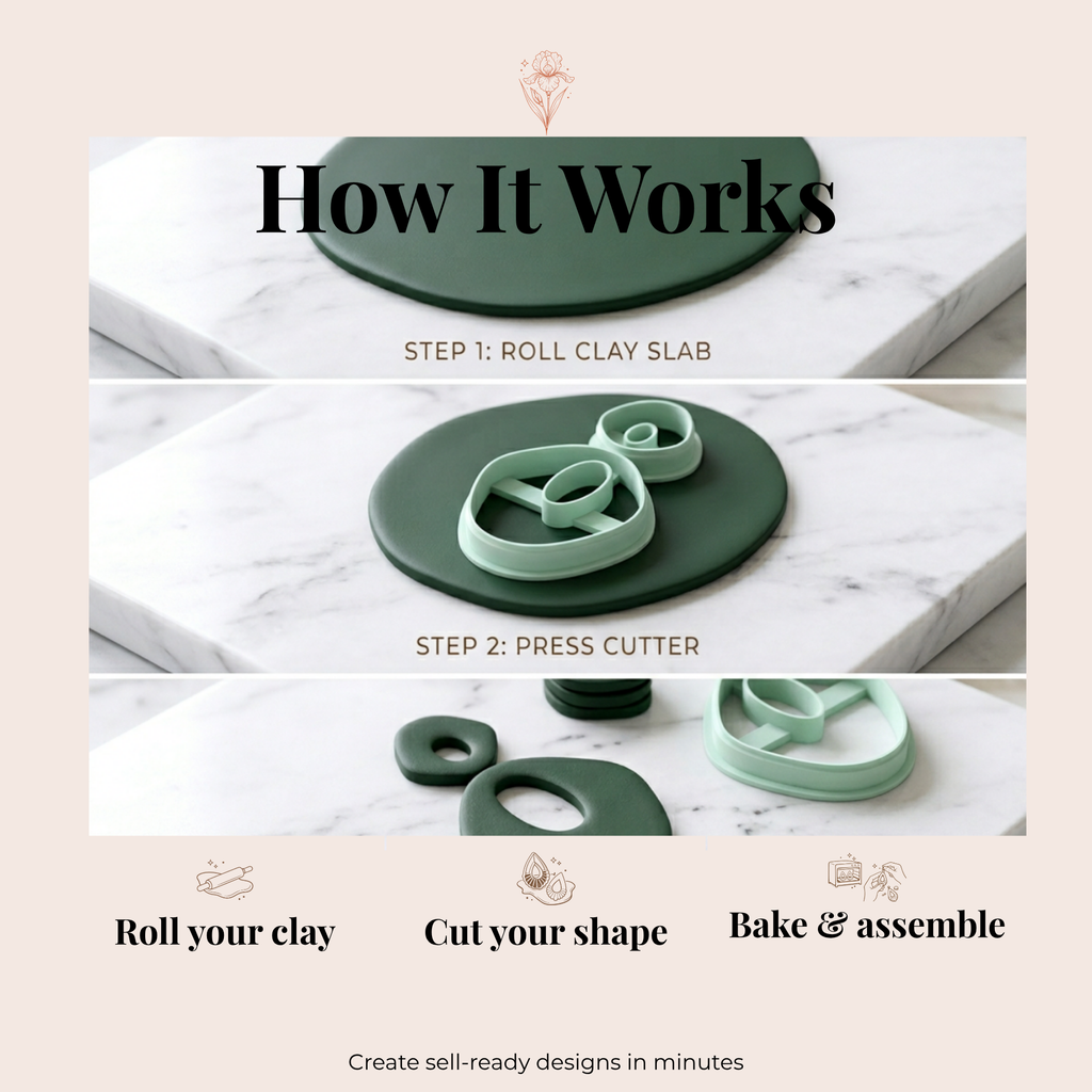 Pebble Drop Polymer Clay Cutter Set | 3D Printed Organic Drop Clay Earring Cutter | Boho Minimal Clay Tool | Jewellery Making Supplies