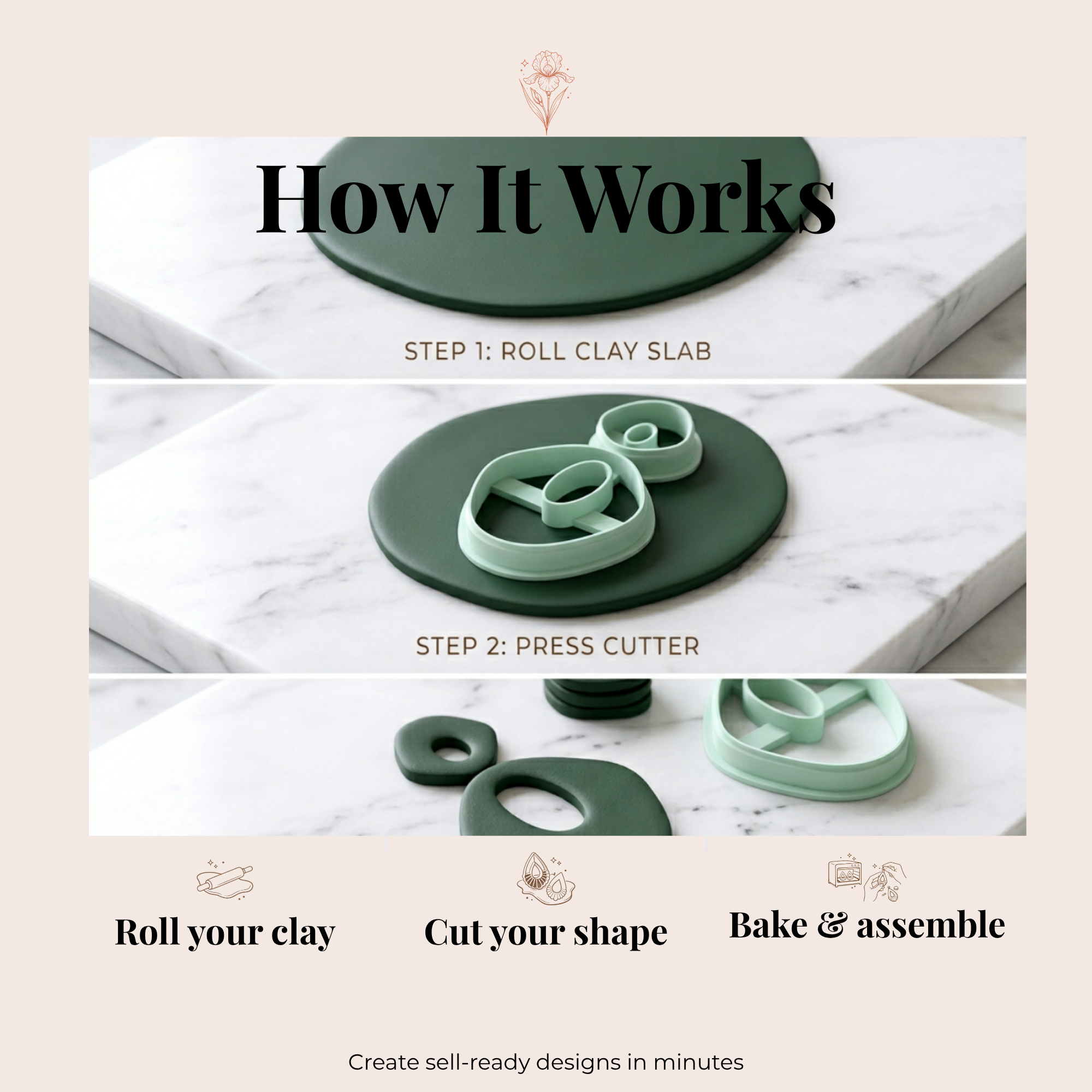 Pebble Drop Polymer Clay Cutter Set | 3D Printed Organic Drop Clay Earring Cutter | Boho Minimal Clay Tool | Jewellery Making Supplies