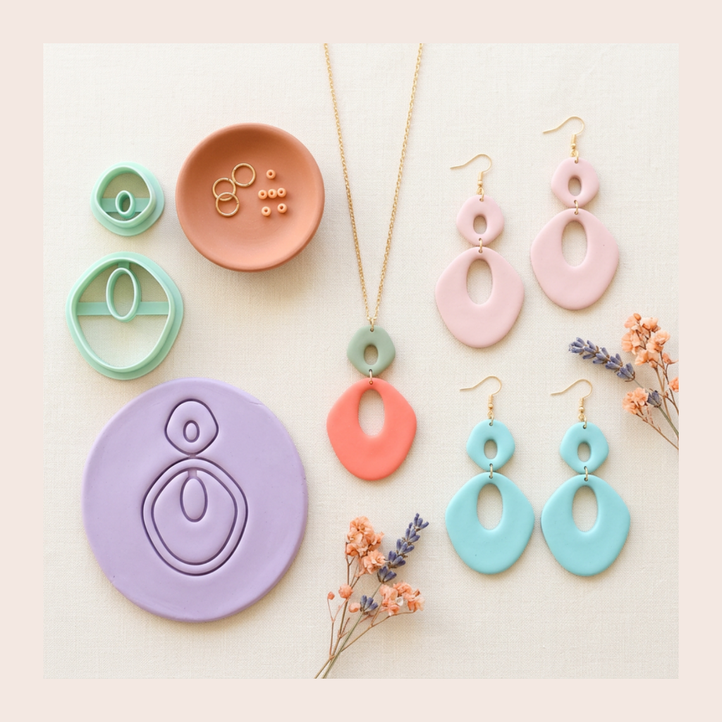 Pebble Drop Polymer Clay Cutter Set | 3D Printed Organic Drop Clay Earring Cutter | Boho Minimal Clay Tool | Jewellery Making Supplies