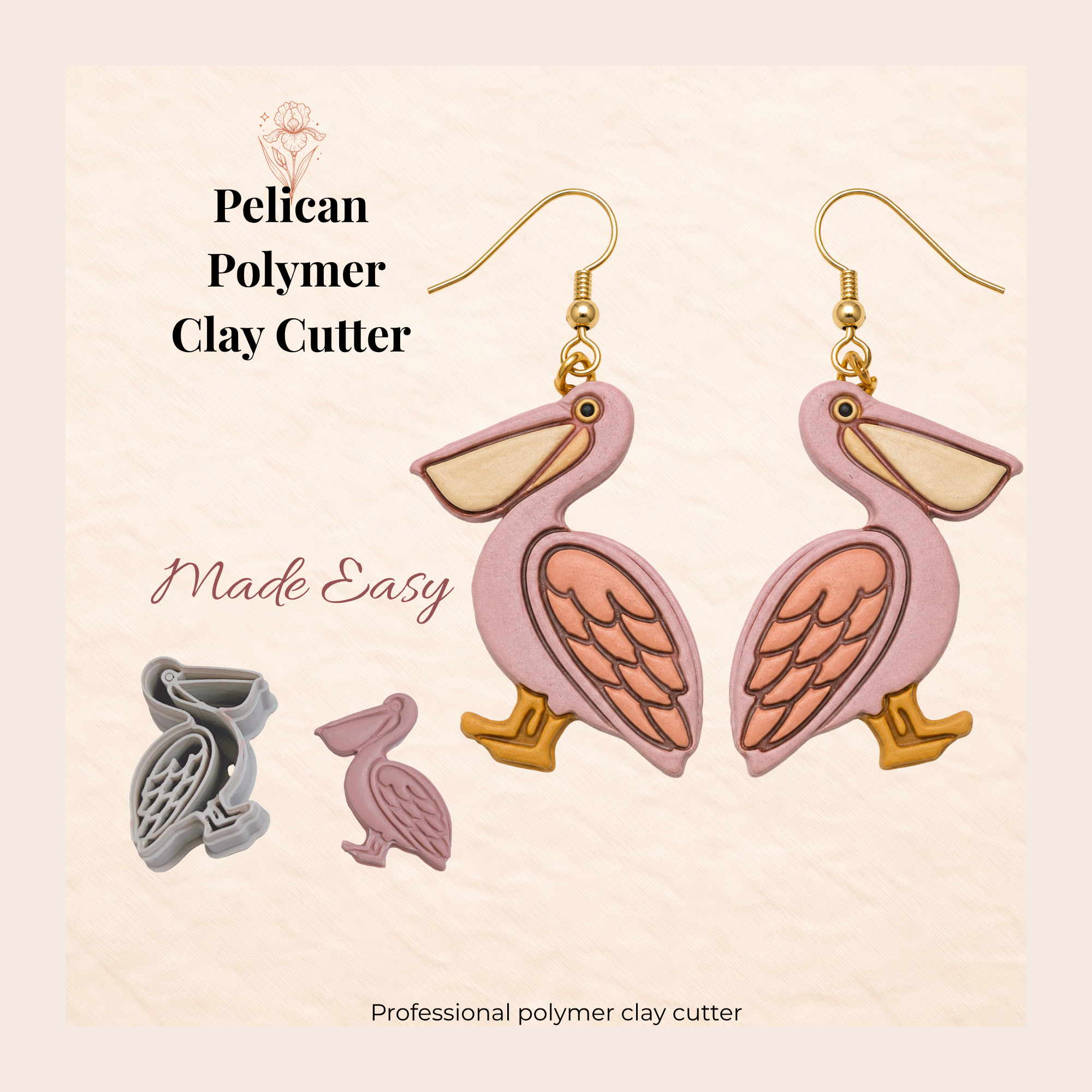 Pelican Polymer Clay Cutter | 30–50mm | Bird Shape Clay Cutter | Earring Jewellery Making Tool
