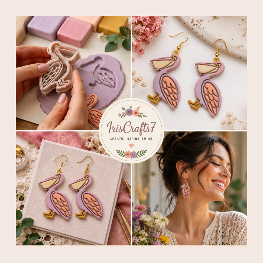 Pelican Polymer Clay Cutter | 30–50mm | Bird Shape Clay Cutter | Earring Jewellery Making Tool