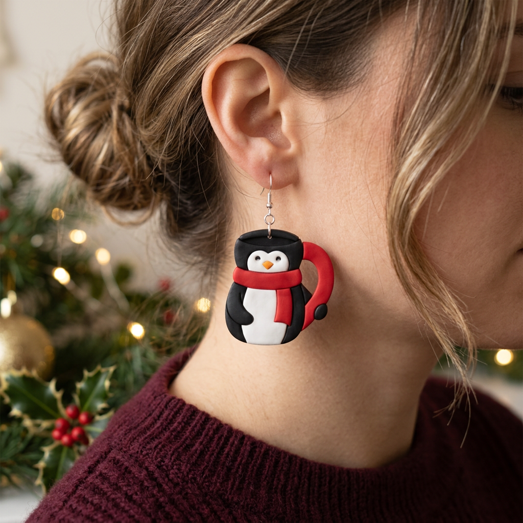 Penguin Cup Polymer Clay Cutter | Cute Winter Earring Tool