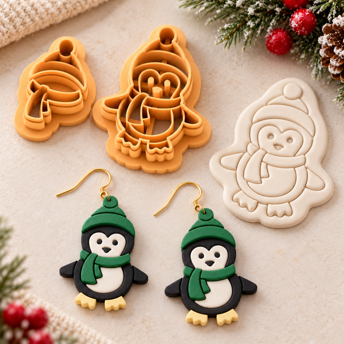 Penguin Set Polymer Clay Cutter | Cute Winter Earring Tool