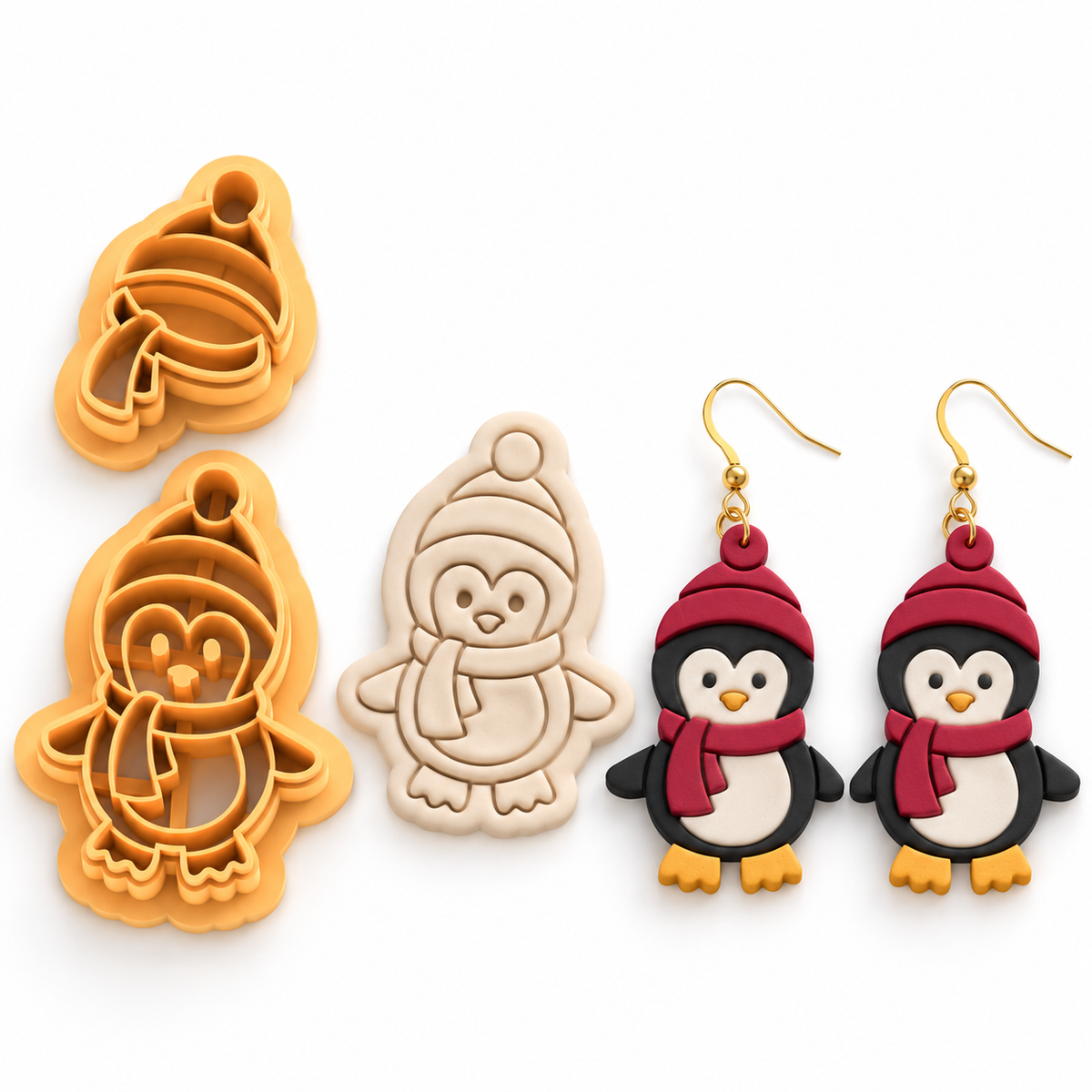Penguin Set Polymer Clay Cutter | Cute Winter Earring Tool