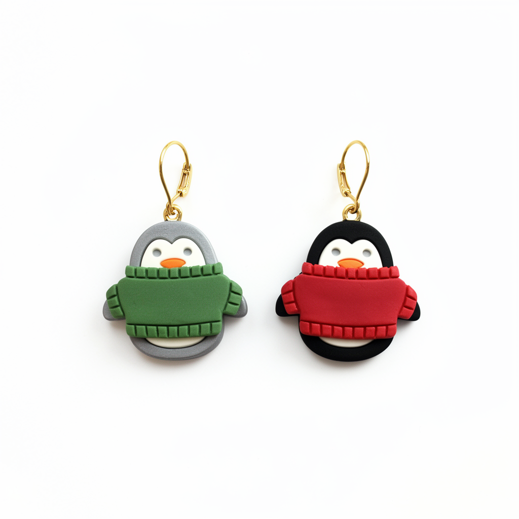 Penguin in a Sweater Polymer Clay Cutter | Cute Winter Earring Tool