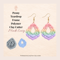 Peony Teardrop Frame Polymer Clay Cutter | 3D Printed Floral Clay Earring Cutter | Teardrop Shape Cutter for Clay Jewellery Making | Clay Earring Tool