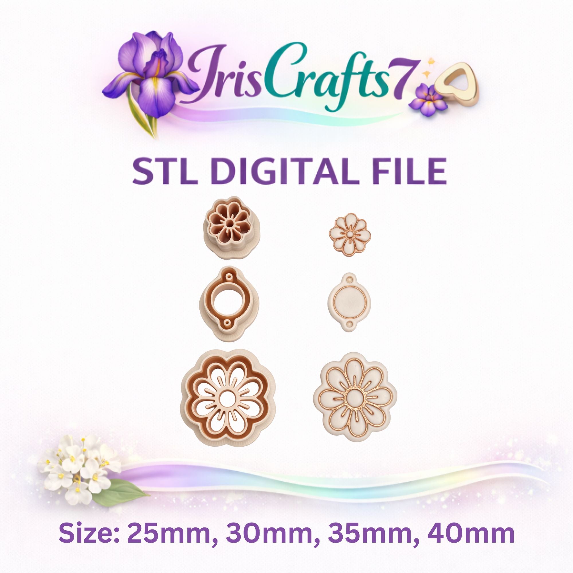 Daisy Polymer Clay Cutter Set STL File – Flower Cutter for 3D Printing