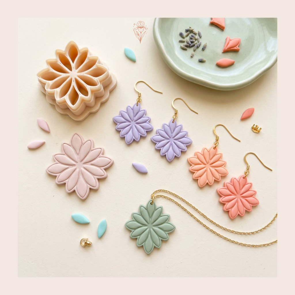 Petals Rounded Diamond Polymer Clay Cutter 30–50mm | Floral Earring Cutter | IrisCrafts7