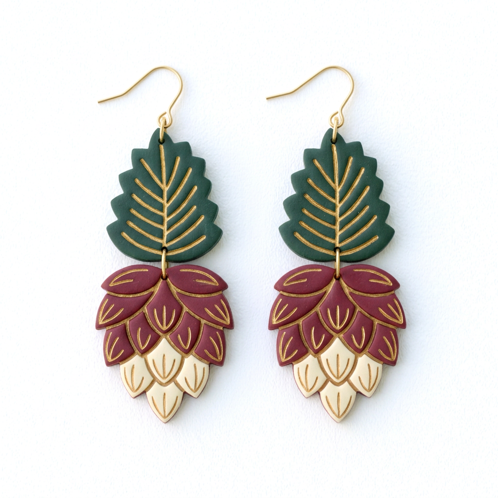 Pine Cone & Pine Sprig Set of 2 Polymer Clay Cutter | Woodland Earring Tool