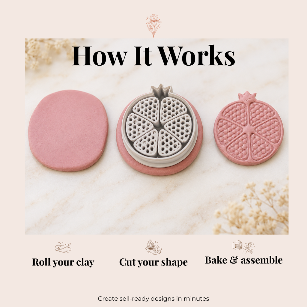 Pomegranate Polymer Clay Cutter | 30–50mm | Pomegranate Shape Clay Cutter | Earring Jewellery Making Tool