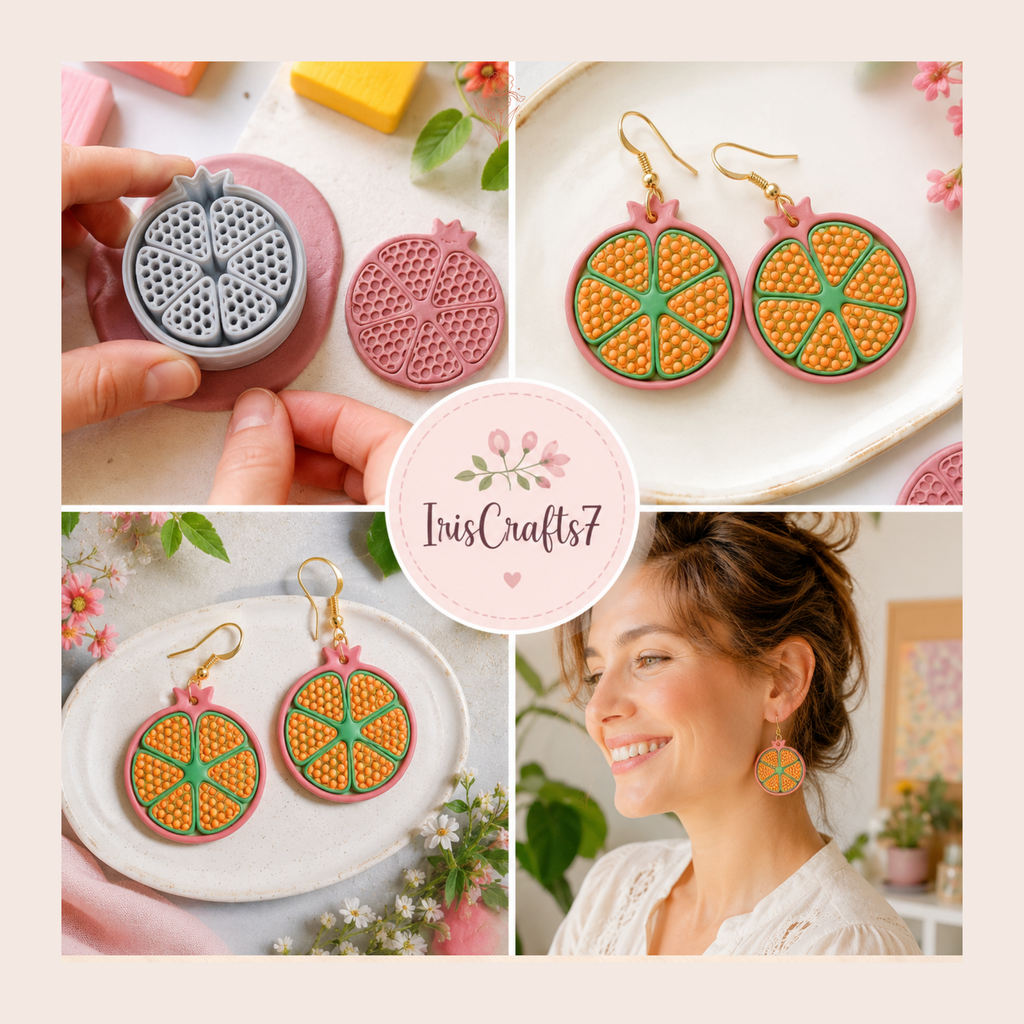 Pomegranate Polymer Clay Cutter | 30–50mm | Pomegranate Shape Clay Cutter | Earring Jewellery Making Tool