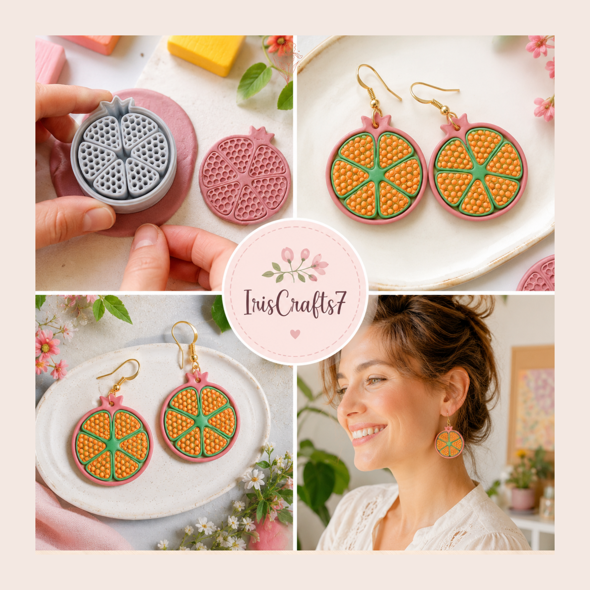 Pomegranate Polymer Clay Cutter | 30–50mm | Pomegranate Shape Clay Cutter | Earring Jewellery Making Tool