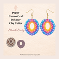 Poppy Cameo Oval Polymer Clay Cutter | 3D Printed Floral Clay Earring Cutter | Cameo Shape Cutter for Clay Jewellery Making | Clay Earring Tool