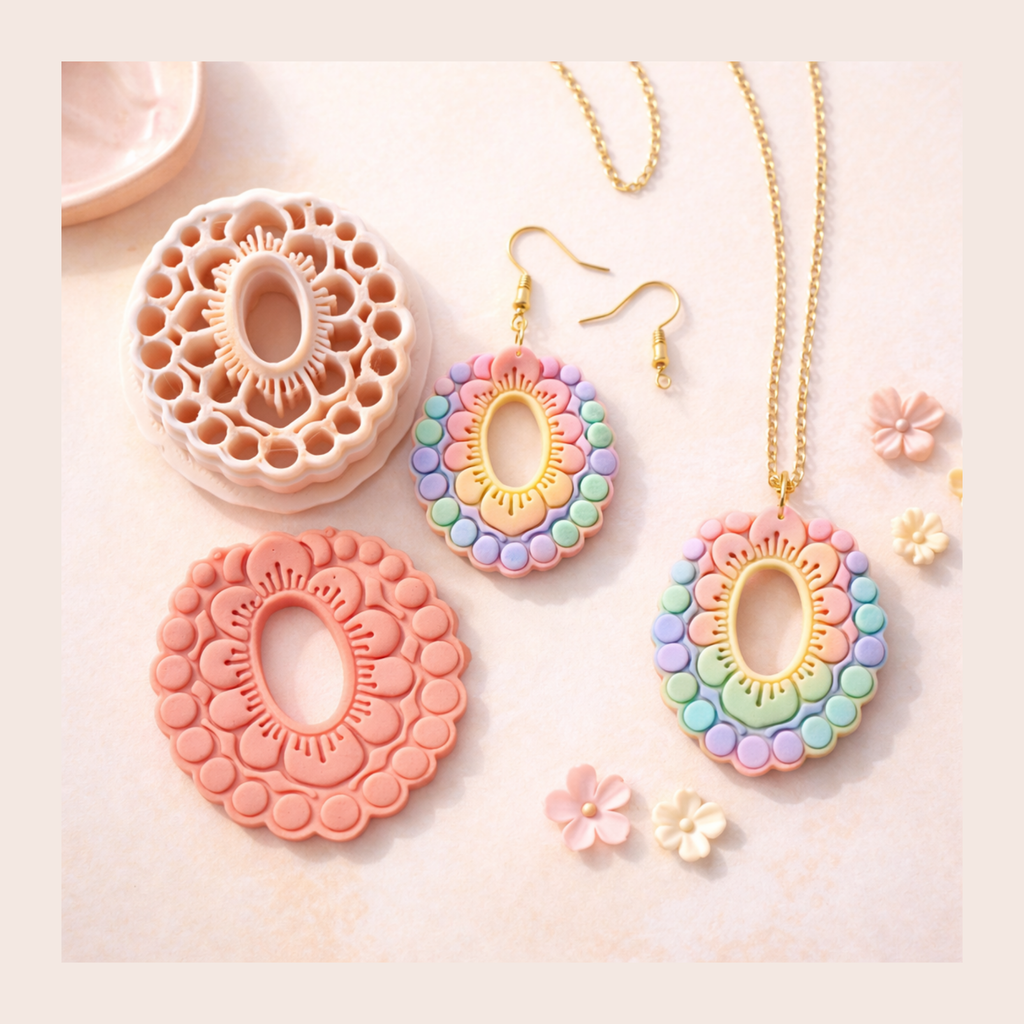 Poppy Cameo Oval Polymer Clay Cutter | 3D Printed Floral Clay Earring Cutter | Cameo Shape Cutter for Clay Jewellery Making | Clay Earring Tool