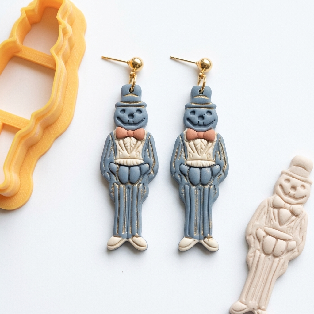 Pumpkin Gentleman with Candy Bowl Polymer Clay Cutter | 30–50mm Halloween Earring Cutter | IrisCrafts7