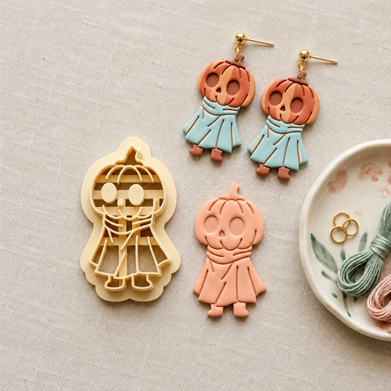 Pumpkin Head Character Polymer Clay Cutter | Halloween Earring Tool