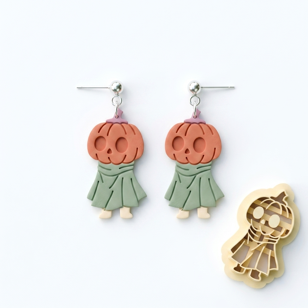 Pumpkin Head Character Polymer Clay Cutter | Halloween Earring Tool
