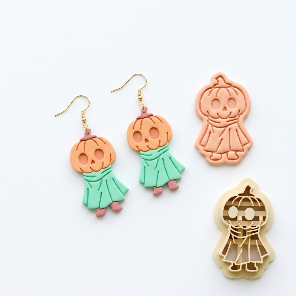 Pumpkin Head Character Polymer Clay Cutter | Halloween Earring Tool