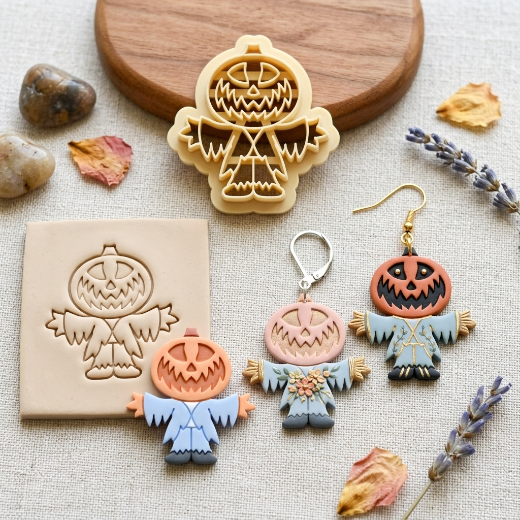 Pumpkin Scarecrow Polymer Clay Cutter | Halloween Earring Tool