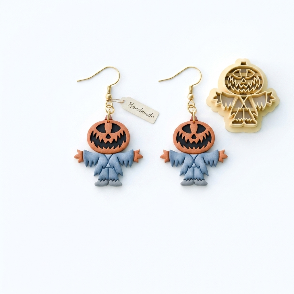 Pumpkin Scarecrow Polymer Clay Cutter | Halloween Earring Tool